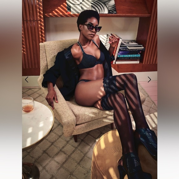 MARLIES DEKKERS Gloria Suspender Pinstripe Padded Push Up Halter Bra 34B NWOT! - Picture 6 of 14